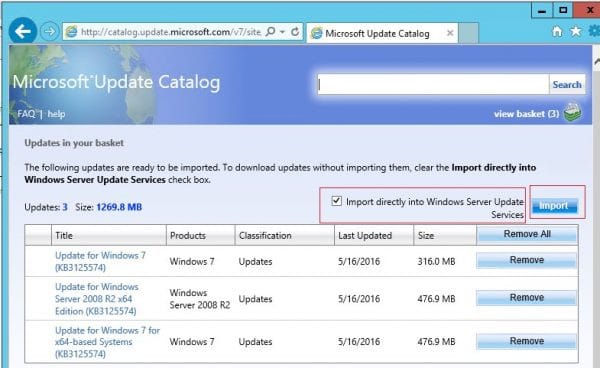 Updates via WSUS